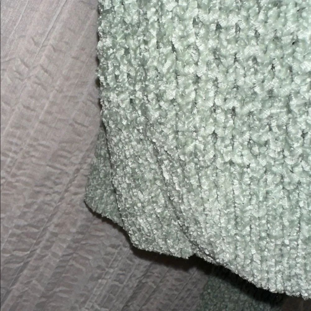 ALTAR’D STATE S Sage Green Chenille Waffle Knit Crew Crop Raglan Sweater - Picture 10 of 13